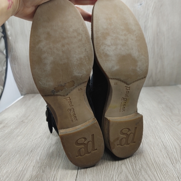 Paul Green Boot Ally Belted Suede Leather Moto UK 4.5 US  7 Black Block Heel - Picture 10 of 13